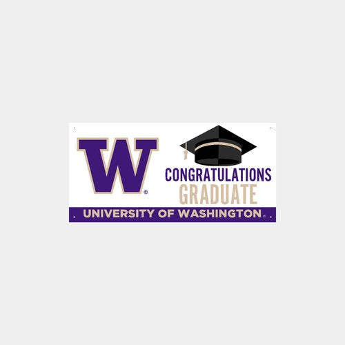 DROP SHIP CDI W Congratulations Graduate U of WA Vinyl Banner 2' x 4'