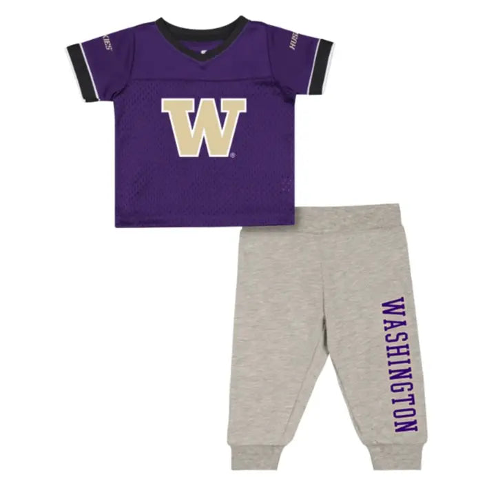 Colosseum Infant Purple Gray W Washington Nothing But the Hits Football Jersey Pant Set