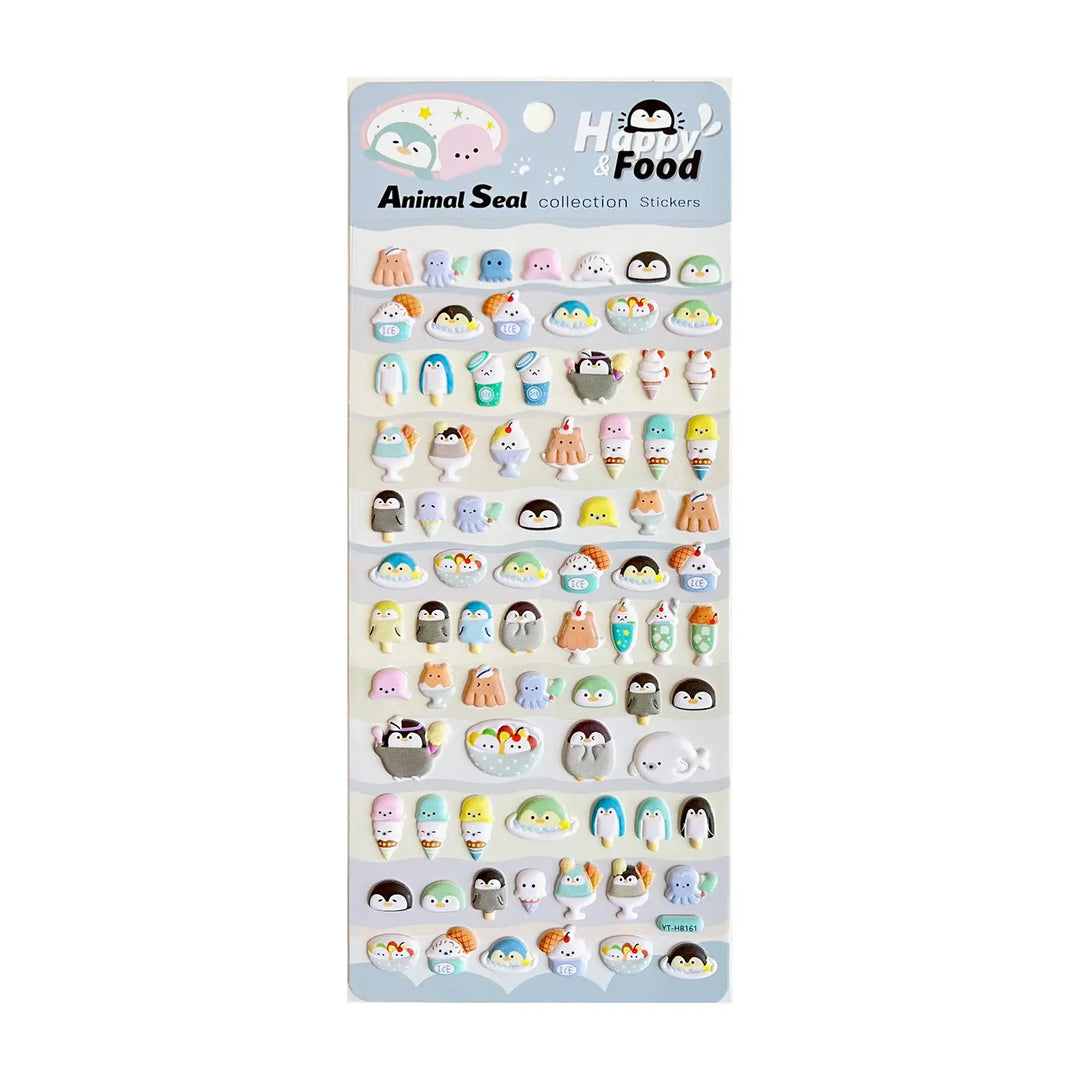 Happy & Food Penguin Food Puffy Stickers