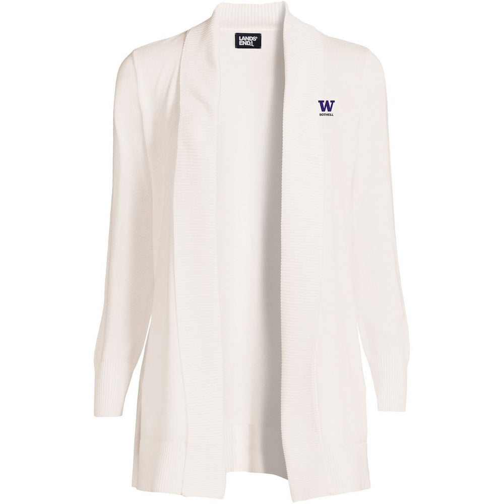 Lands' End Women's UW Bothell Cotton Modal Shawl Collar Cardigan Sweater Ivory