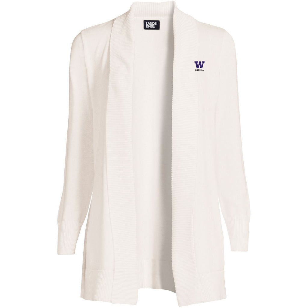 Lands' End Women's UW Bothell Cotton Modal Shawl Collar Cardigan Sweater