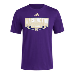 Photo of adidas Men's SS25 Washington Huskies Y2K Crescent Arch Fresh Tee Front.