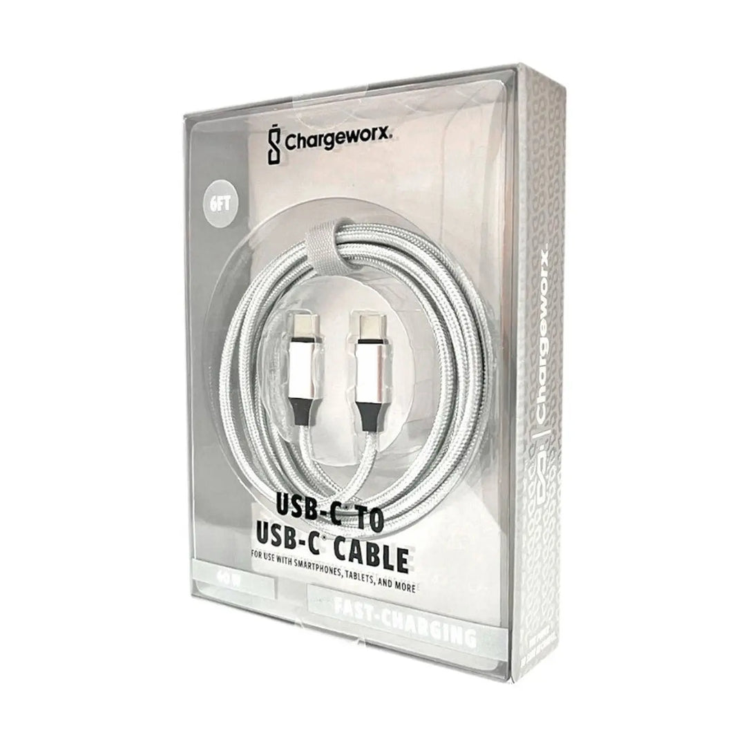 Chargeworx Nylon Tuff PD60 USB-C Cable 6ft