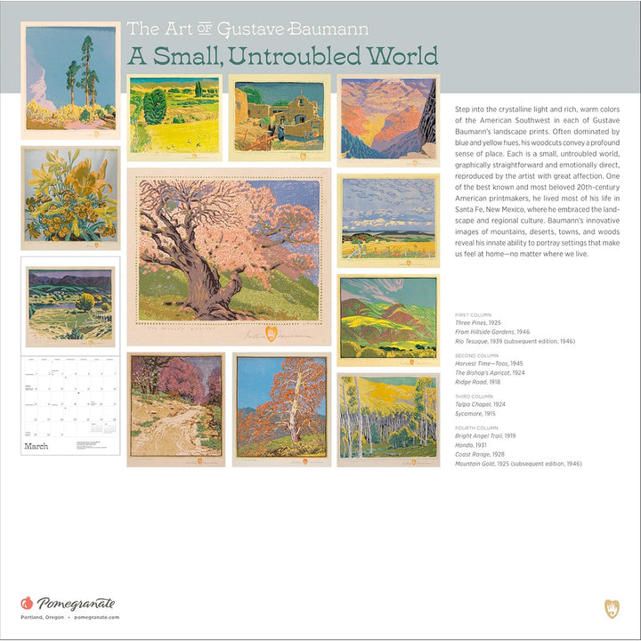 A Small, Untroubled World: The Art of Gustave Baumann 2026 Wall Calendar