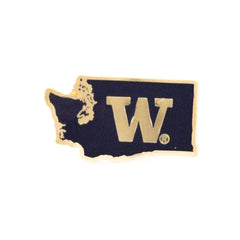 Photo of Neil Unisex Purple W State of Washington Lapel Pin.