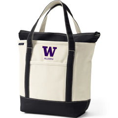Lands' End Natural Canvas UW Alumni Zip Top Tote Bag