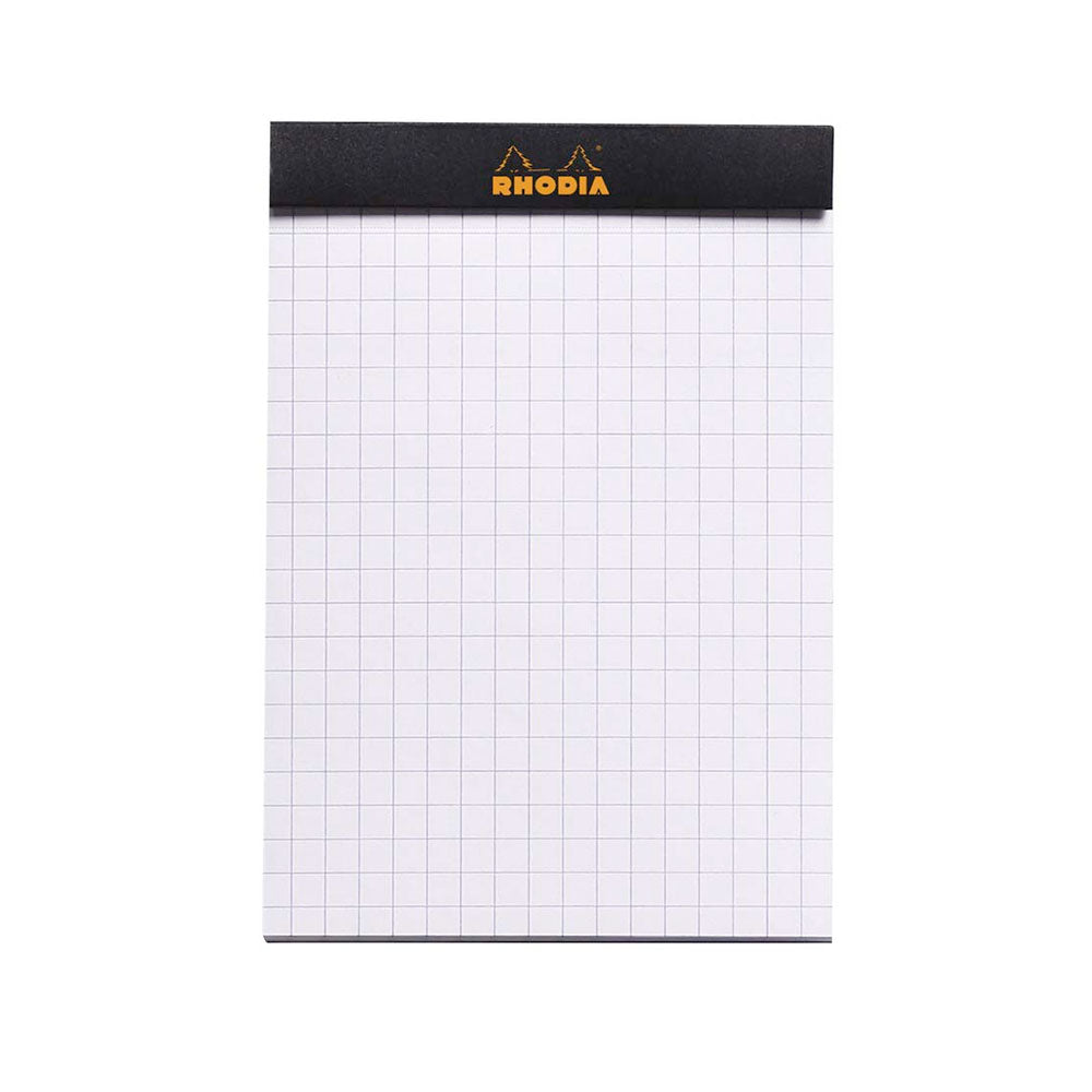 Rhodia Black 3-3/8"x4-3/4" 5x5 Quad Graph Top Stapled 80ct