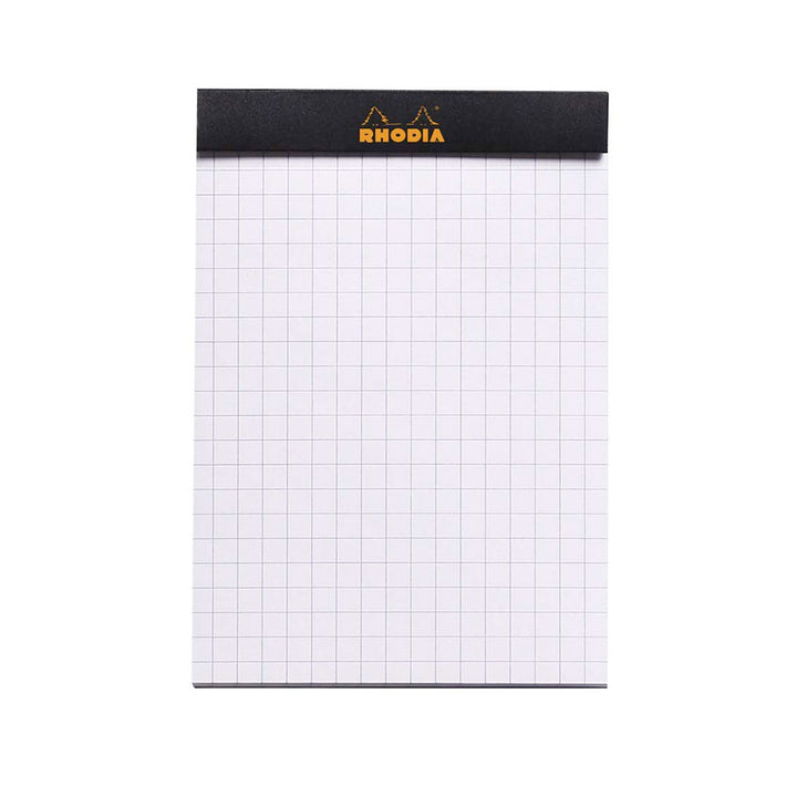Rhodia Black 3-3/8"x4-3/4" 5x5 Quad Graph Top Stapled 80ct