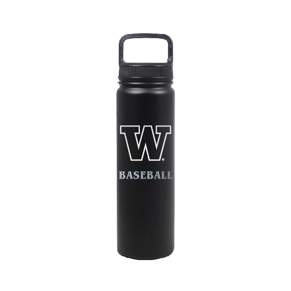 DROP SHIP Nordic Black W Baseball Insulated Stainless Steel Bottle 24oz