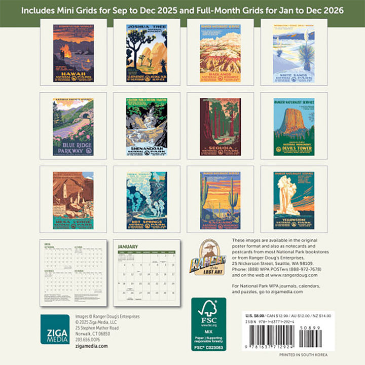 Small Changes National Parks: WPA 2026 Mini Wall Calendar