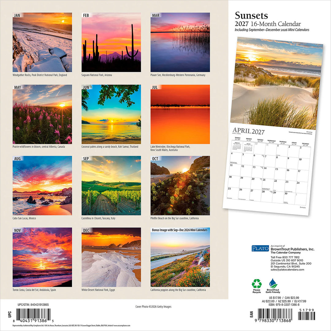 2027 Sunsets Wall Calendar