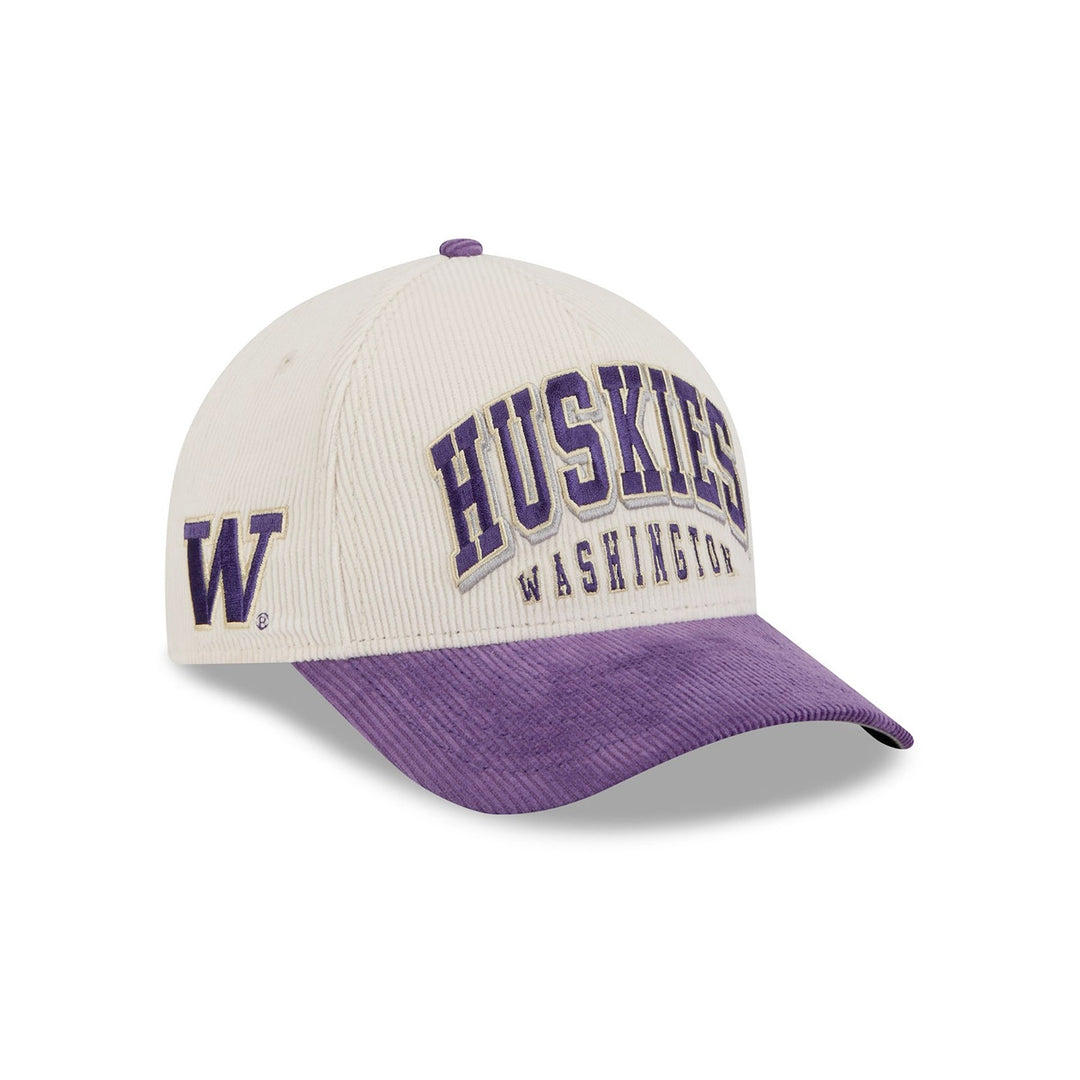 New Era Cream Purple Huskies W 9Forty A Frame SIDED Corduroy Adjustable Hat