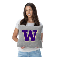 A Woman Holding Sweatshirt Pillow Hover