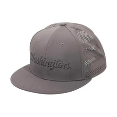 Photo of adidas Gray Washington Huskies Script Perforated Flatbill Hat.
