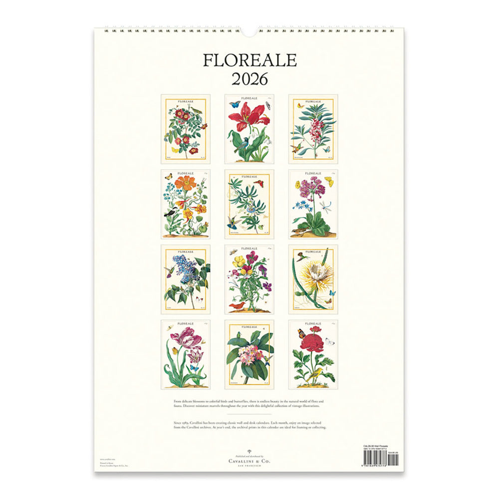Cavallini Floreale 2026 Wall Calendar