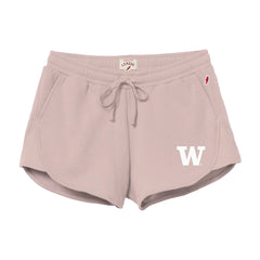 Photo of League Women's Washington Huskies W Logo Reverse Fleece Shorts.