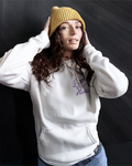 Woman wearing the ROF Unisex 1960 National Champs Husky Head Hoodie - Front View thumbnail