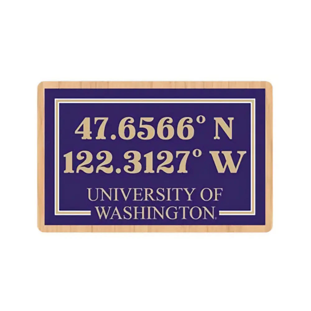 SDS Purple University of Washington Coordinates Wood Sticker