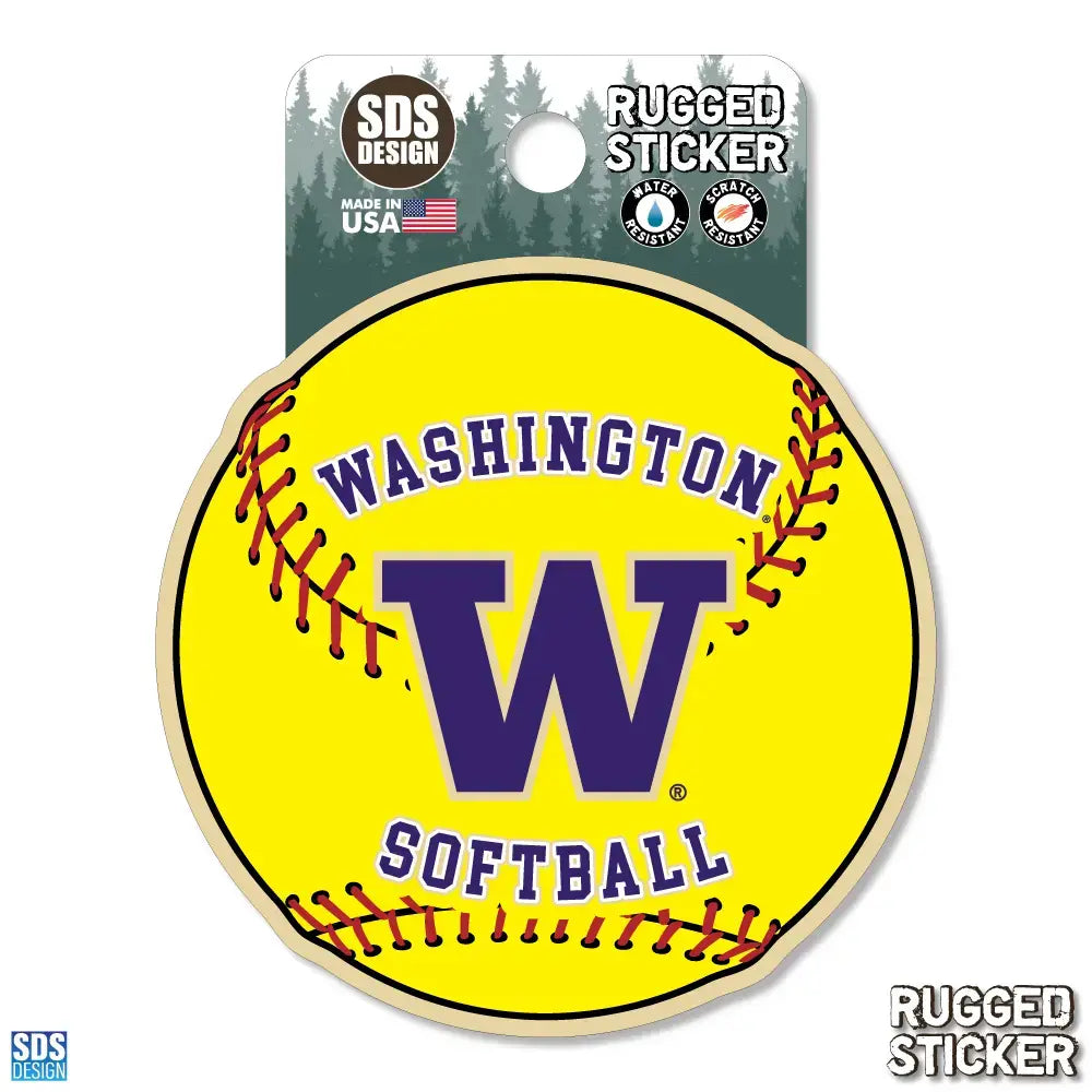 SDS W Softball Rugged Sticker 3.5"
