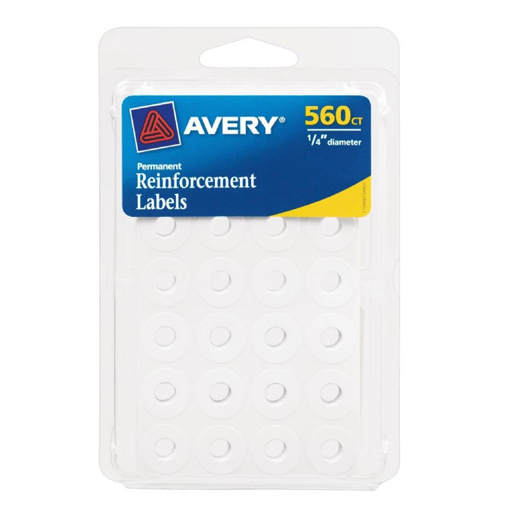 Avery White Self Adhesive .25" Hole Reinforcements 560 Count