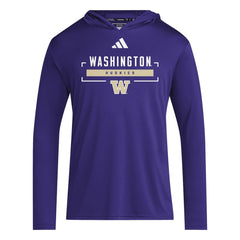 adidas Men's Washington Huskies Icon D4T Hooded Long Sleeve Tee Hover