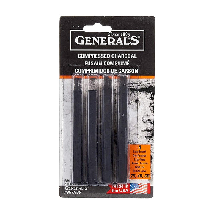 General's Assorted Compressed Charcoal 4 Pieces