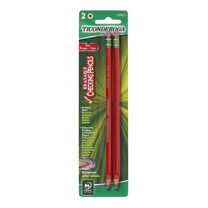 Dixon Ticonderoga Erasable Red Checking Pencil 2 Count