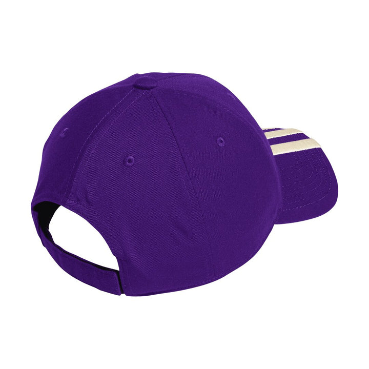 adidas Purple 3 Stripe Washington Huskies SS25 Structured Adjustable Hat