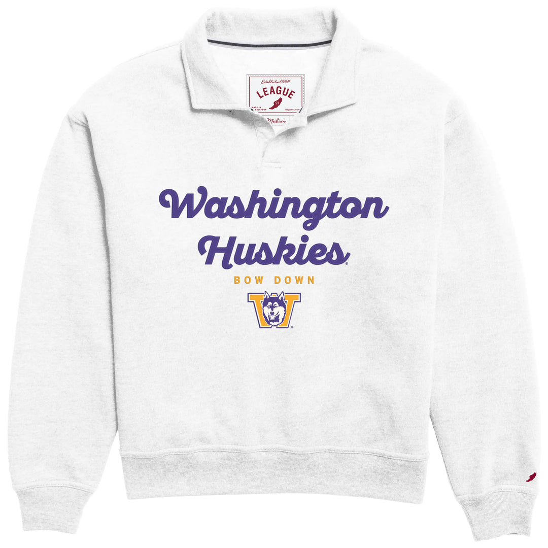 League Women's Washington Huskies Vault Dog Applique Victory Springs Collar Pullover