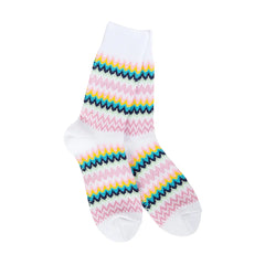 Photo of World's Softest White Zig Zag Crew Socks.