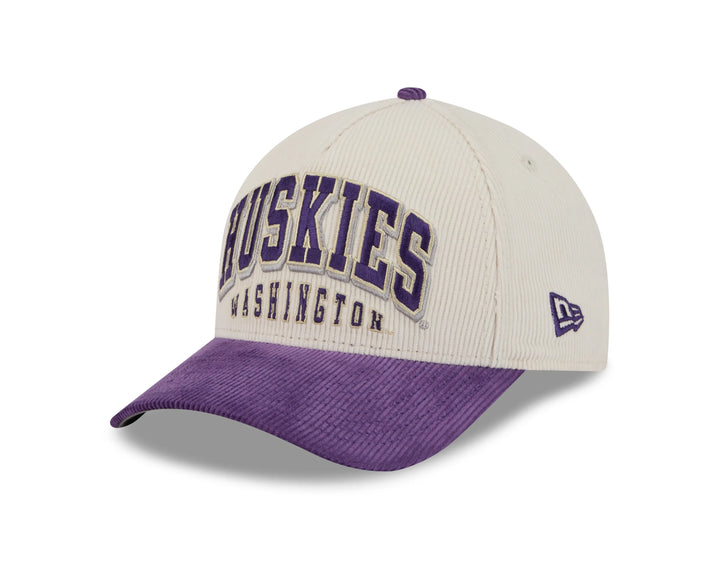 New Era Cream Purple Huskies W 9Forty A Frame SIDED Corduroy Adjustable Hat