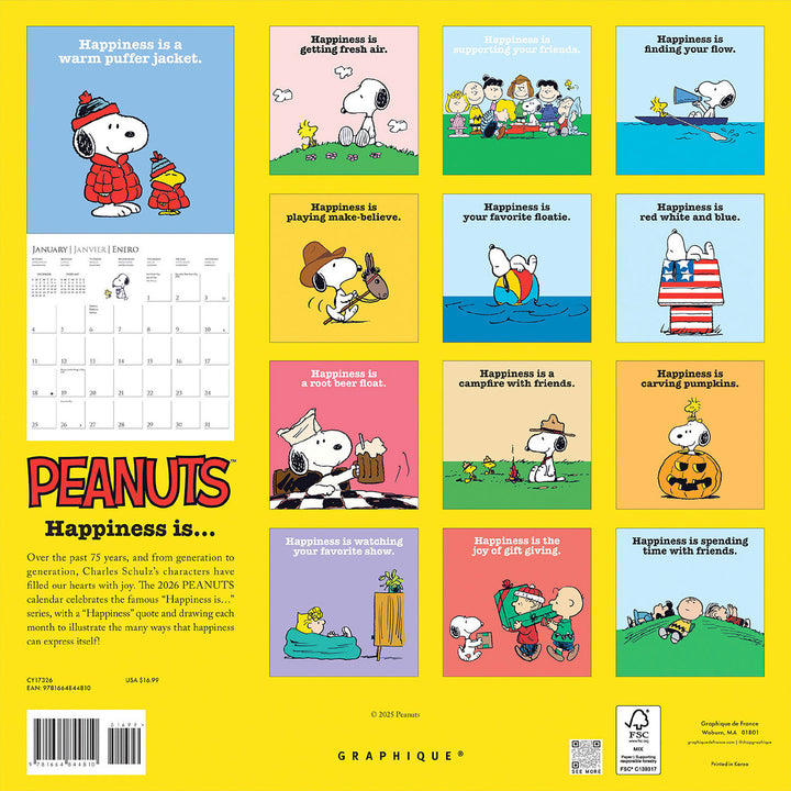 Graphique De France 12" x 12" Peanuts Happiness Is Wall Calendar