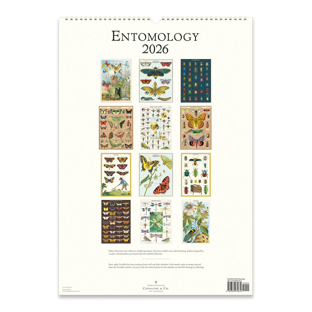 Cavallini Entomology 2026 Wall Calendar