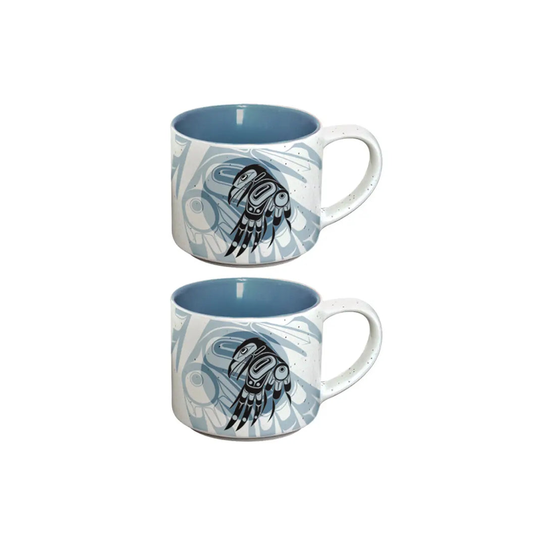 Native Northwest Raven Moon Ceramic Espresso Mugs Set of 2