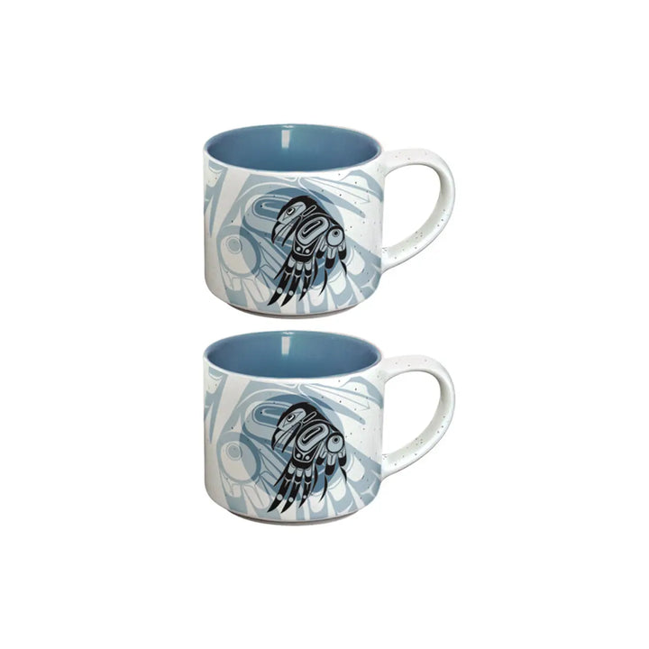 Native Northwest Raven Moon Ceramic Espresso Mugs Set of 2