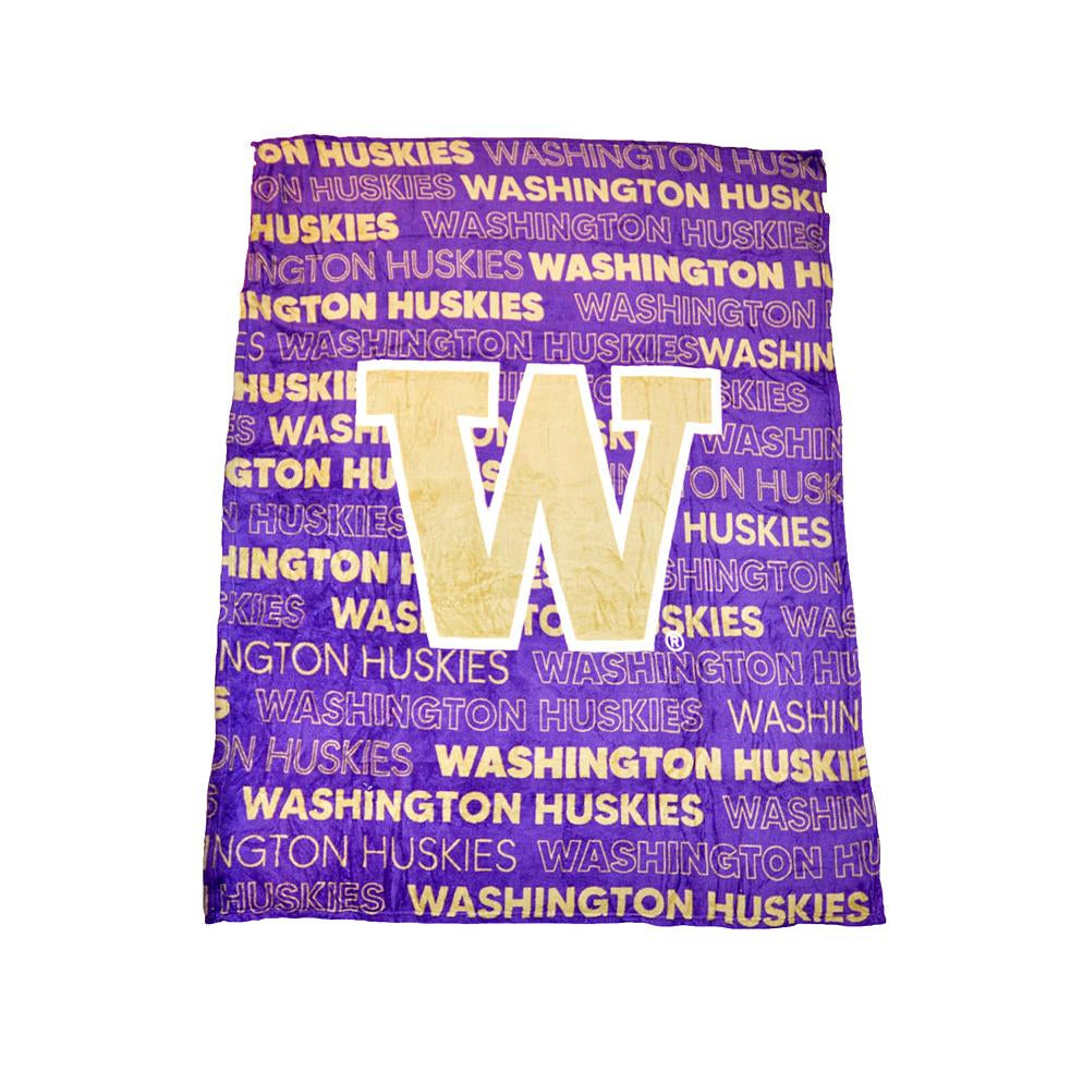 Logo Purple Repeat Washington Huskies Classic Fleece Throw Blanket 50" x 60"