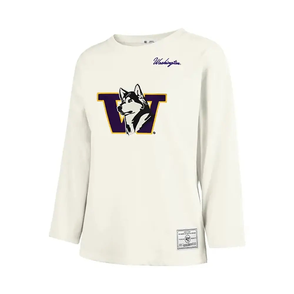 47 Brand Women's Washington Huskies Retro Dawg Applique Timeless 3/4 Sleeve Tee