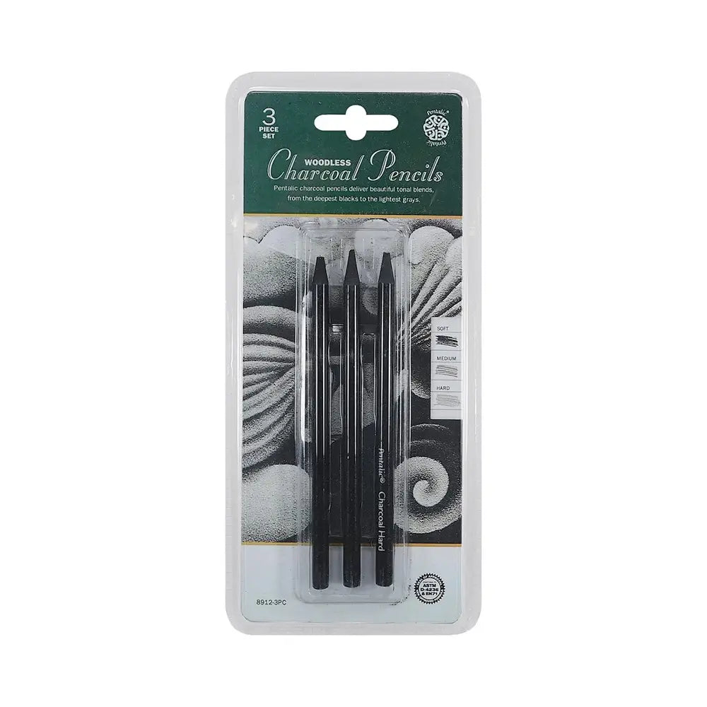 Pentalic Woodless Charcoal Pencils 3 Pieces