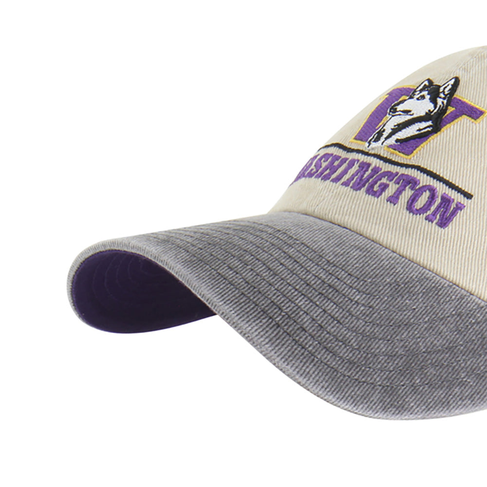 47 Brand Khaki Gray Washington Retro Dawg Logo Line Clean Up Adjustable Hat
