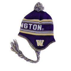 Gen2 Kids' Purple W Jacquard Tassel Knit Pom Hat Left Side Hover