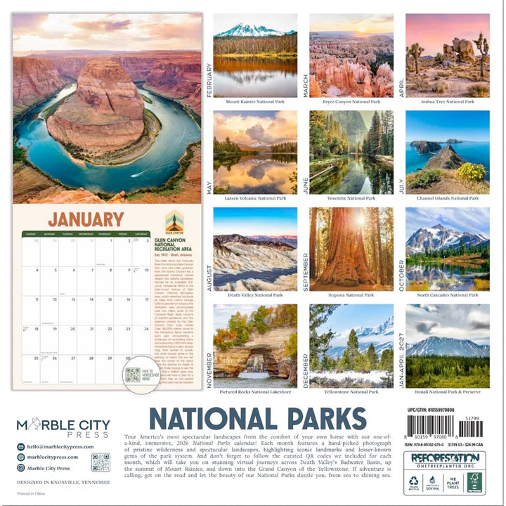 2026 National Parks 16-month Wall Calendar