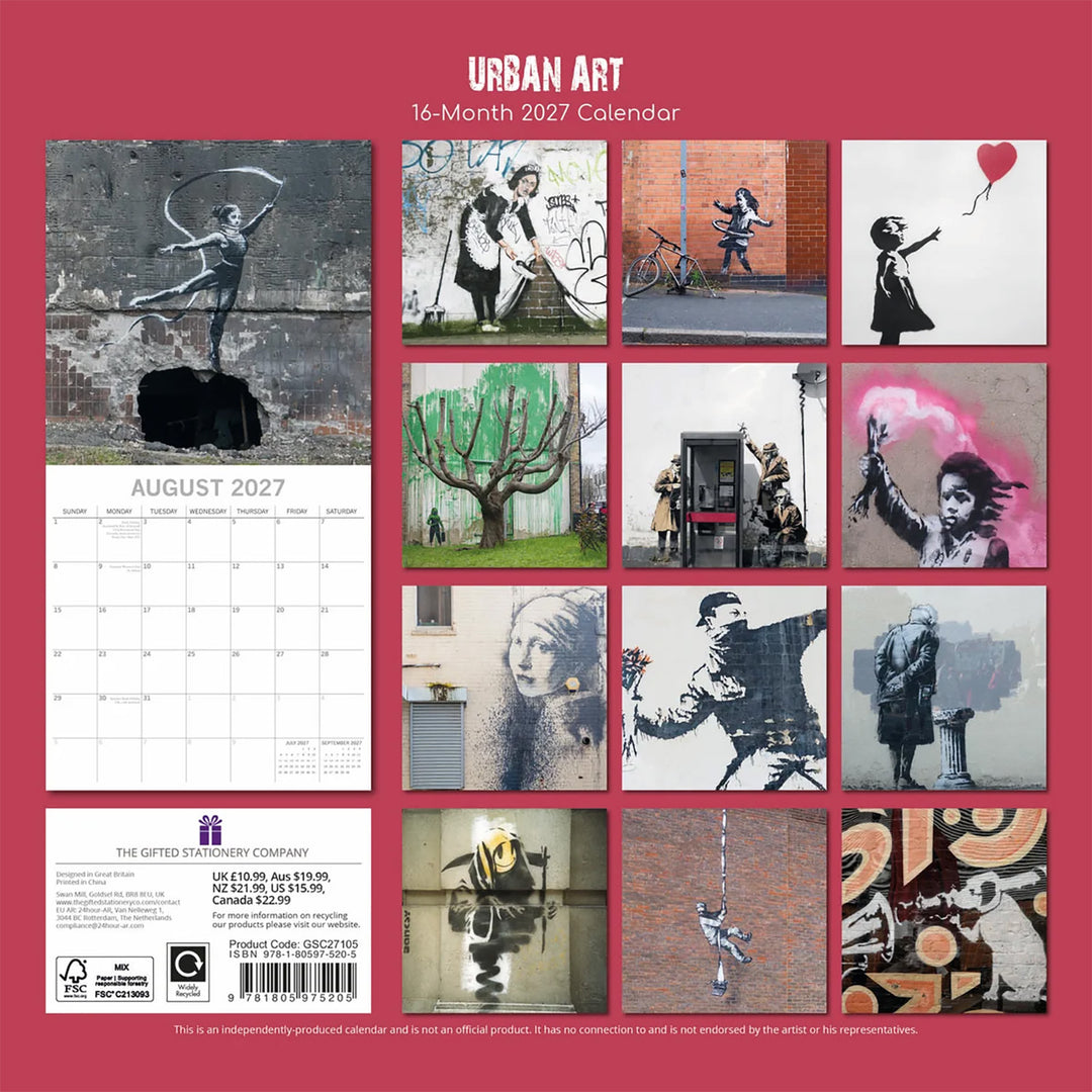 2027 Urban Art Featuring Banksy Wall Calendar