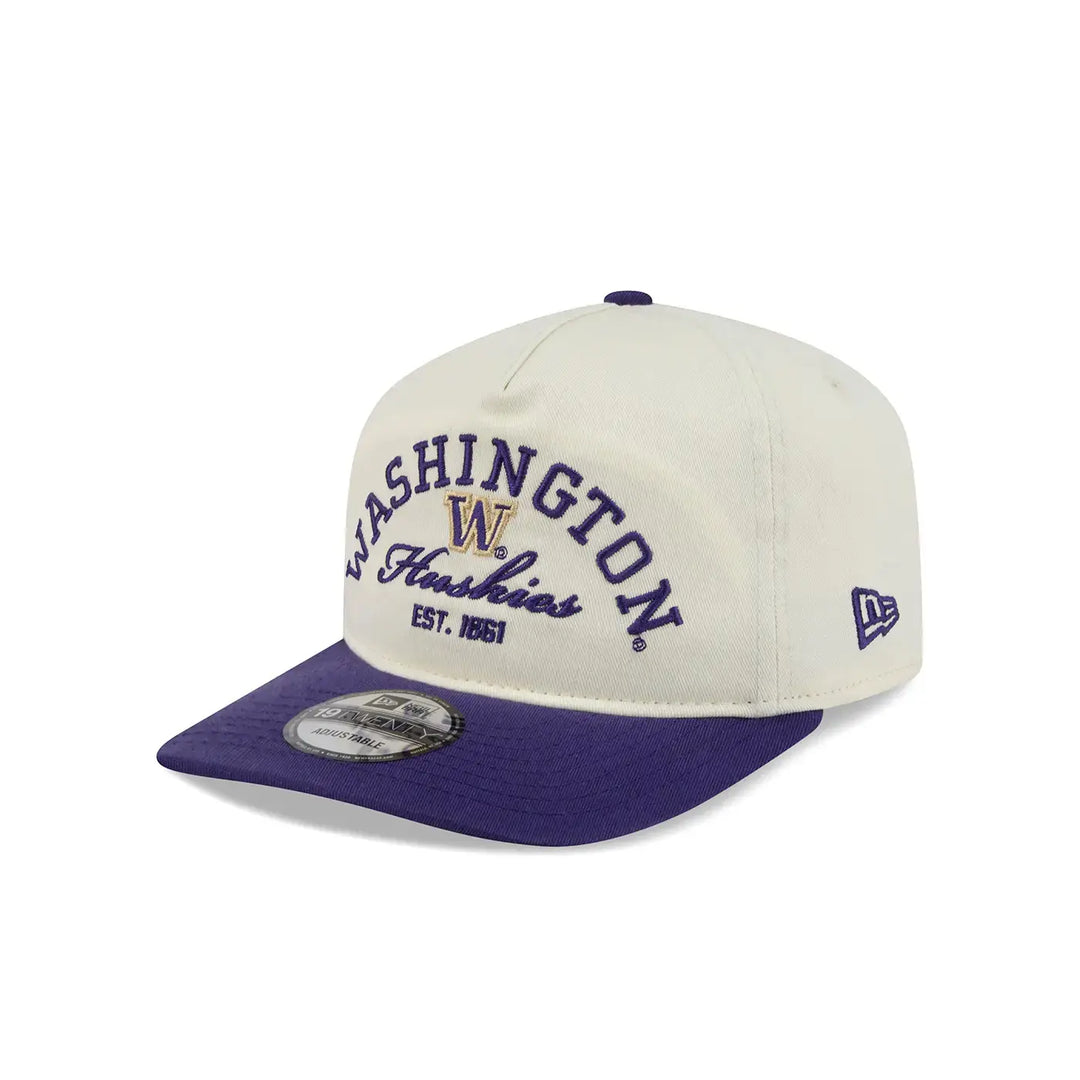New Era White Purple Washington Huskies 19Twenty STACKED Relaxed Snapback Hat