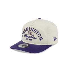Photo of New Era White Purple Washington Huskies 19Twenty STACKED Relaxed Snapback Hat.