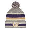New Era Gray Multi Washington Huskies Knit STRIPE Cuff Pom Beanie thumbnail