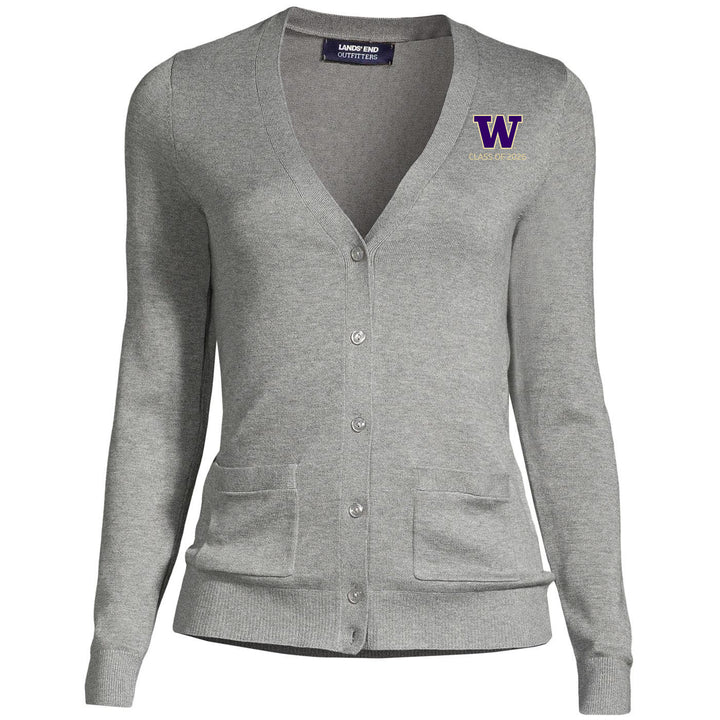Lands' End Women's UW Class of 2026 Cotton Modal Long Sleeve V-neck Cardigan Sweater