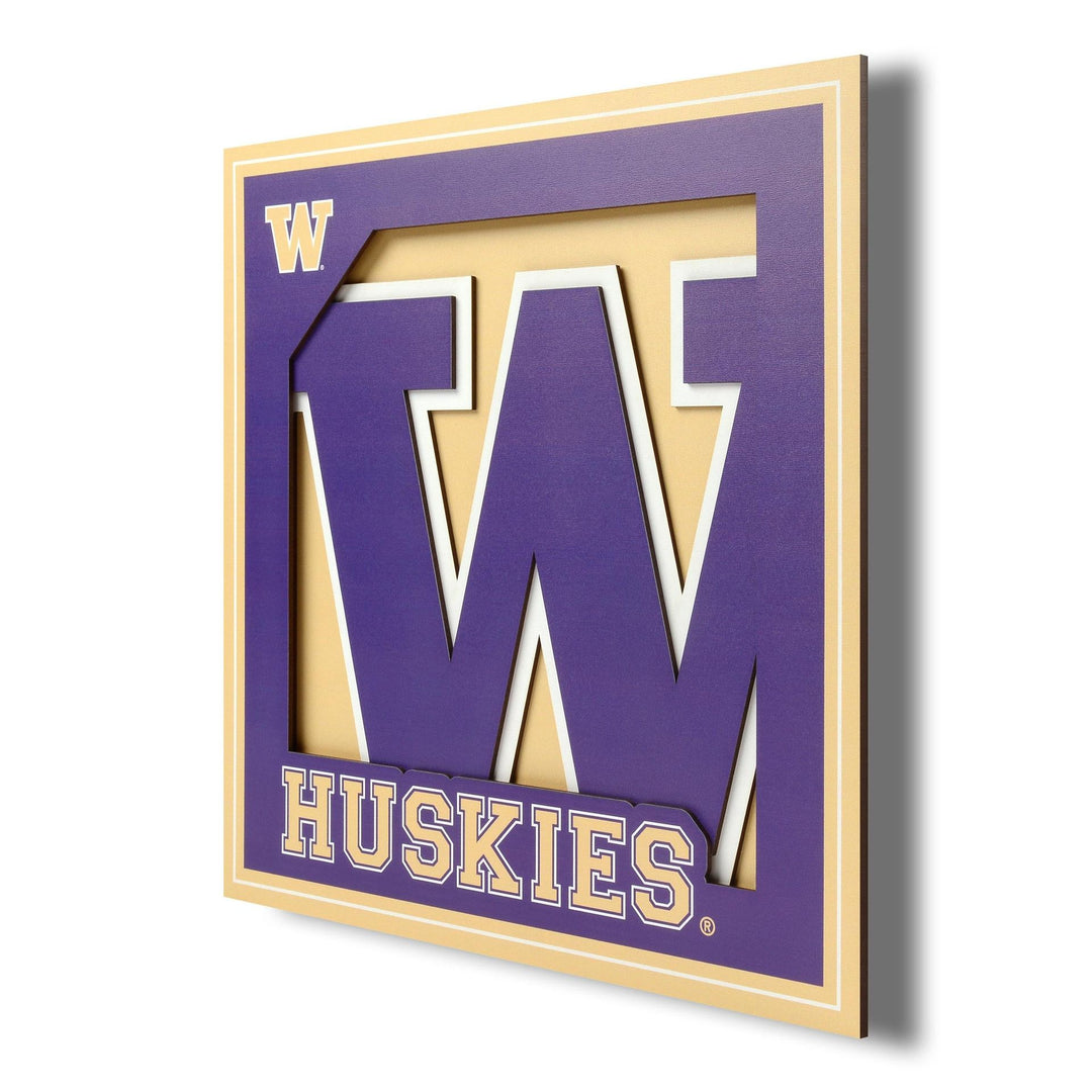You the Fan W Huskies 3D Logo Series Wall Art 12" x 12"