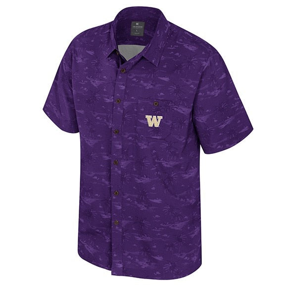Colosseum Men's SS25 Tropical Print Stretch Woven Camp Shirt