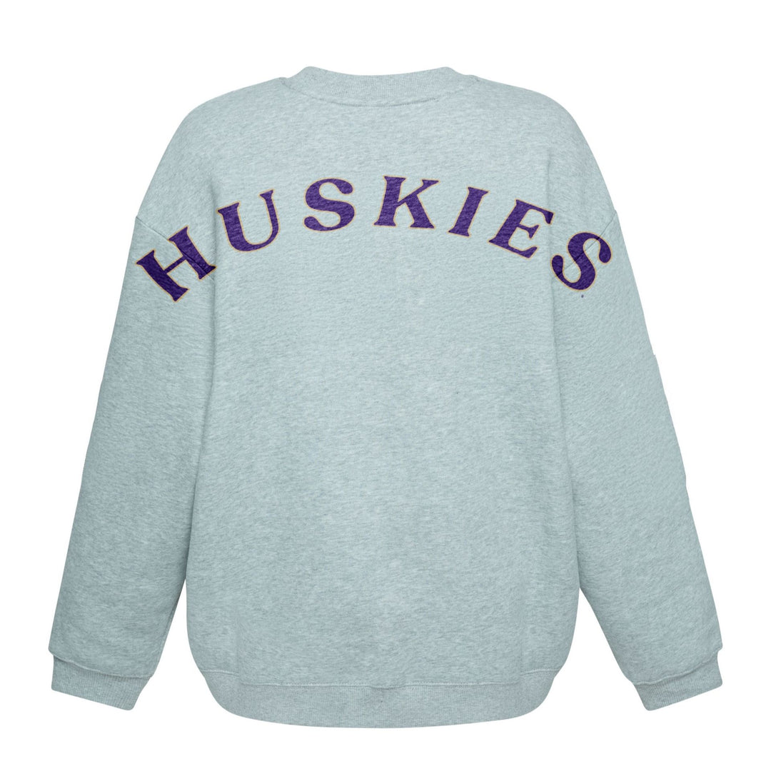 Hype and Vice Women's Washington Huskies Back Print Oversized Crewneck