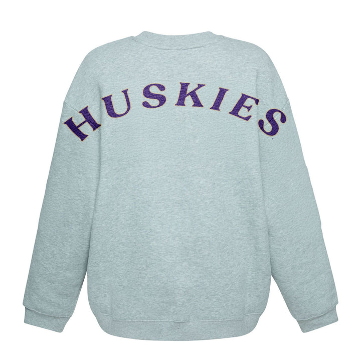 Hype and Vice Women's Washington Huskies Back Print Oversized Crewneck